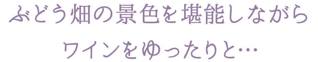 ぶどう畑の景色を堪能しながらワインをゆったりと。