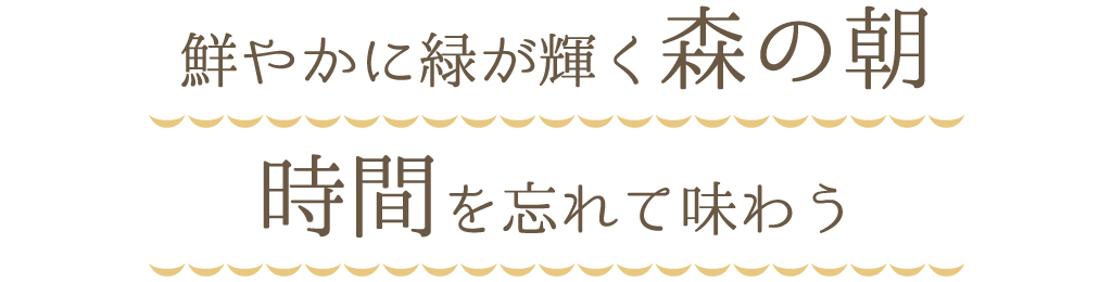 鮮やかに緑が輝く森の朝時間を忘れて味わう