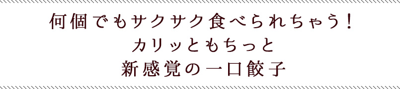 何個でもサクサク食べれちゃう！カリッともちっと新感覚の一口餃子