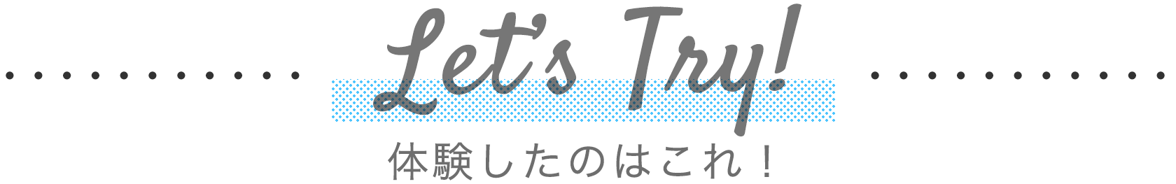 体験したのはこれ！