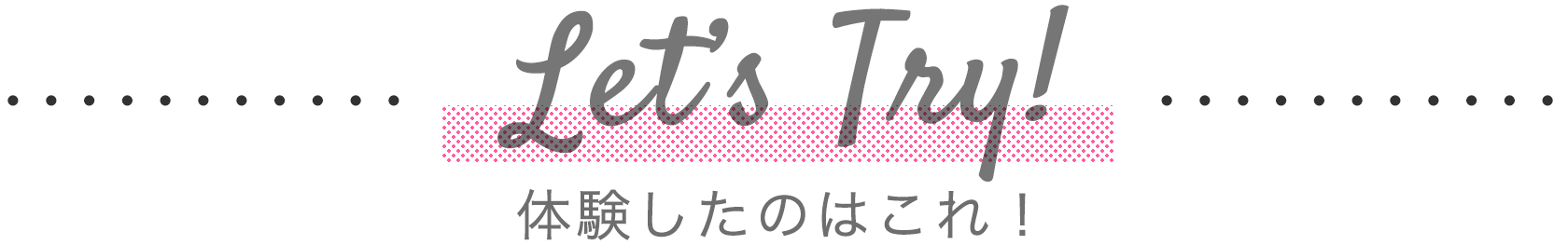 体験したのはこれ！