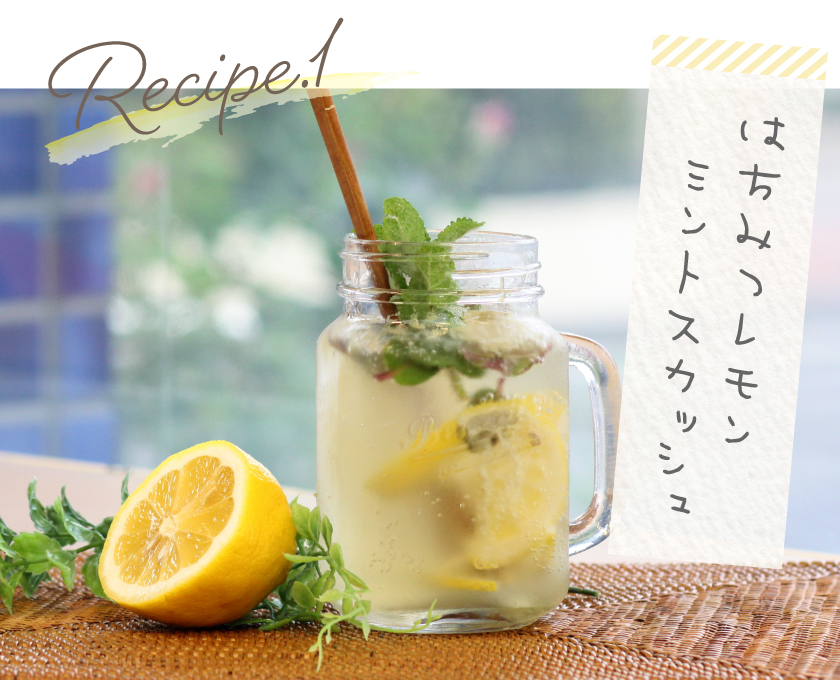 レシピ1 はちみつレモンミントスカッシュ