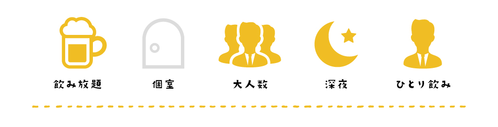 飲み放題個室大人数深夜ひとり飲みアイコン