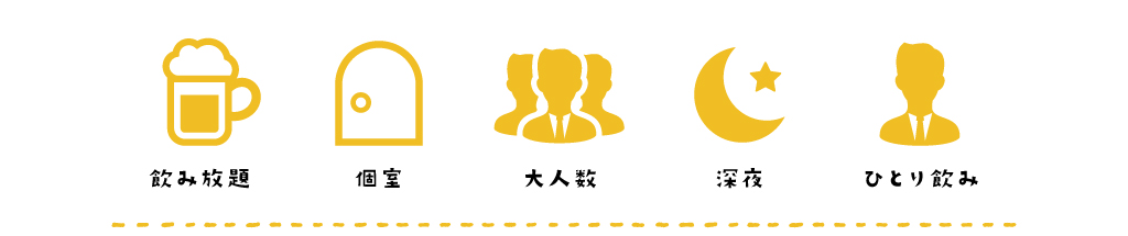 飲み放題個室大人数深夜ひとり飲みアイコン