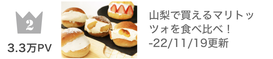 第2位 山梨で買えるマリトッツォを食べ比べ！：33,832PV