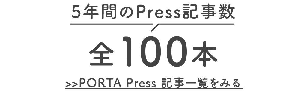 5年間のPress記事数 全100本 ポルタプレス記事一覧をみる