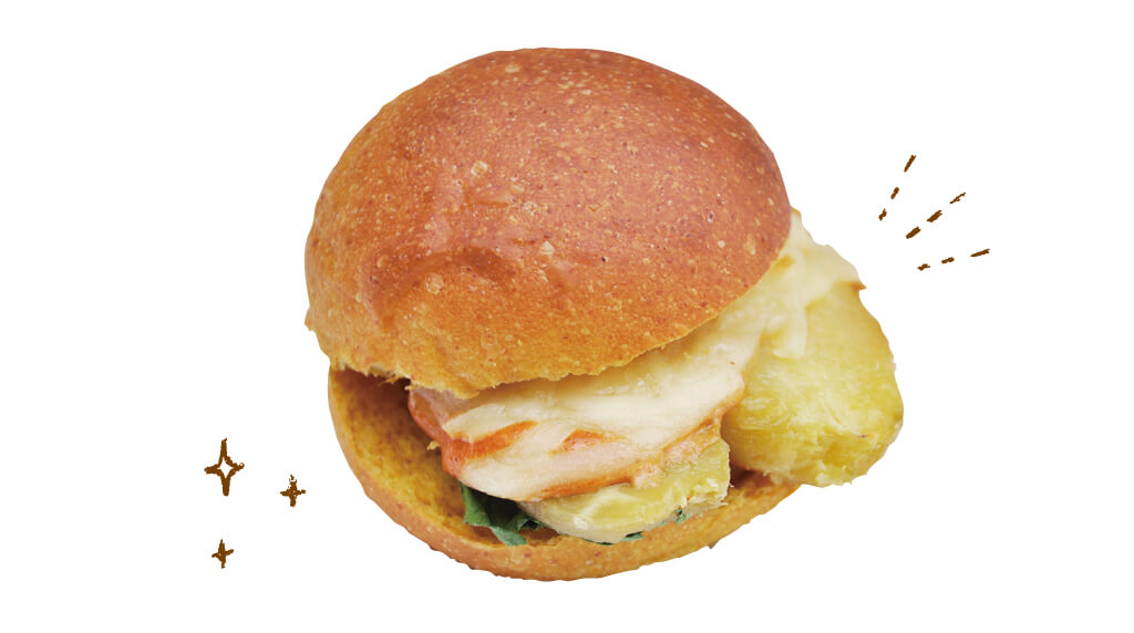 お野菜バーガー（スイートポテト＆パンプキン）　キリヌキ