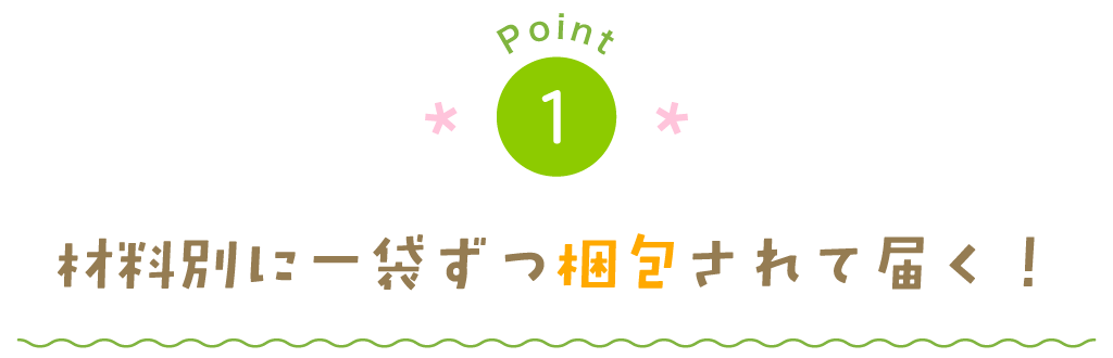 材料別に一袋ずつ梱包されて届く！