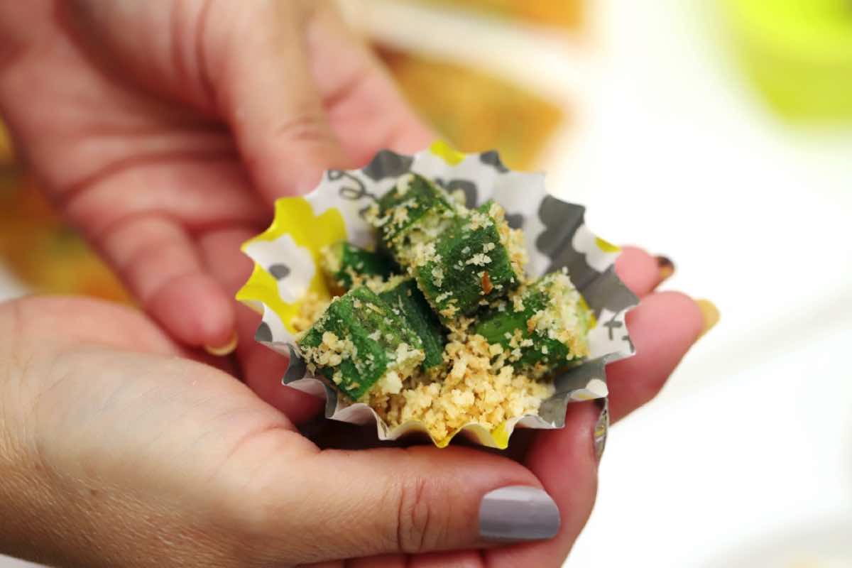 オクラのチーズパン粉焼き