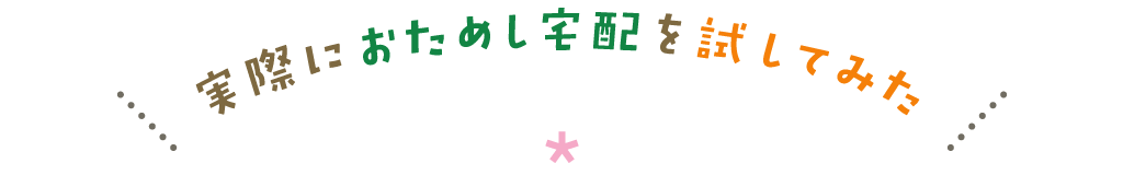 実際に“おためし宅配”を試してみた！